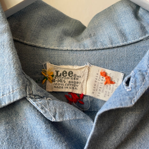 70's Embroidered Lee Chambray - Small