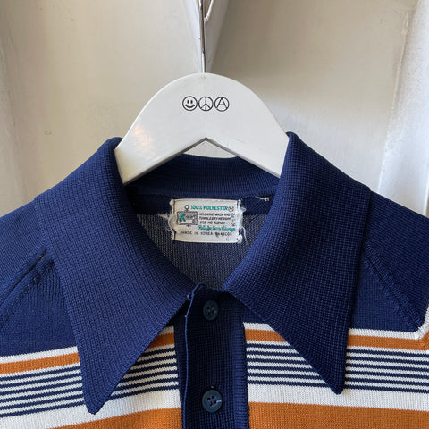 70’s Poly Striped Polo - Small