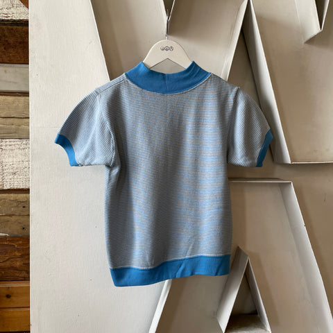70’s Striped Mock Neck Ringer Sweat - XS