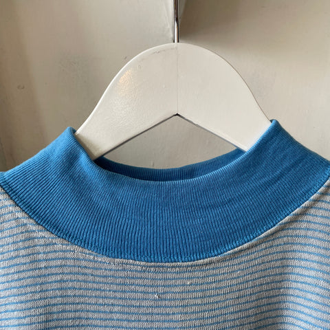 70’s Striped Mock Neck Ringer Sweat - XS