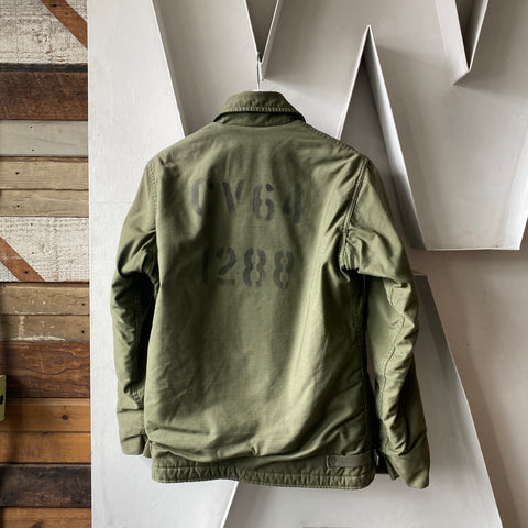 80's Stenciled USN A2 Deck Jacket - Small