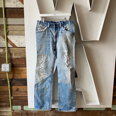 80's Patchwork Orange Tabs - 35” x 32”