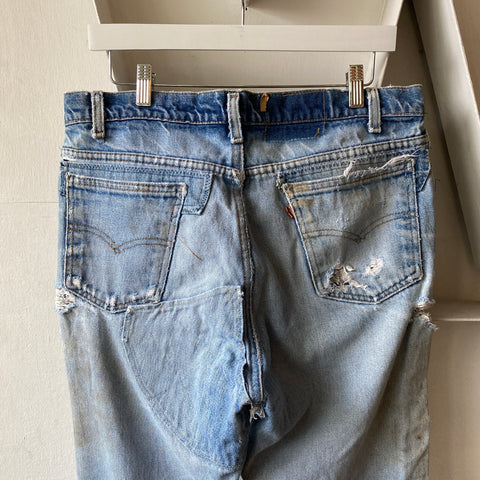 80's Patchwork Orange Tabs - 35” x 32”