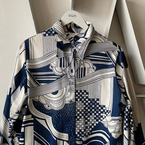 70’s Patterned Button-Up Tee - Medium