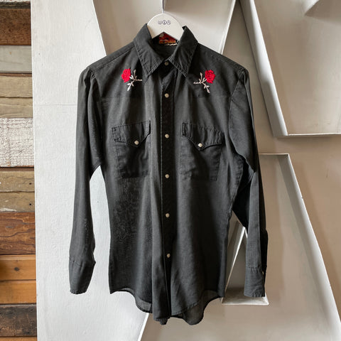 70’s Embroidered Western Shirt - Small