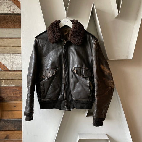 70's Leather Bomber - Medium