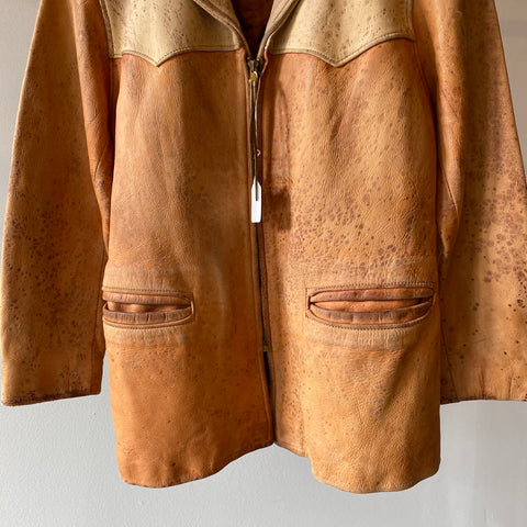 60's Two Tone Leather Jacket - Small
