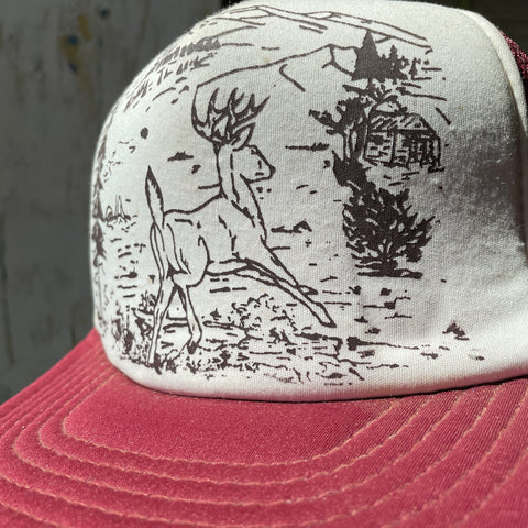 80's Burgundy Deer Trucker - OS