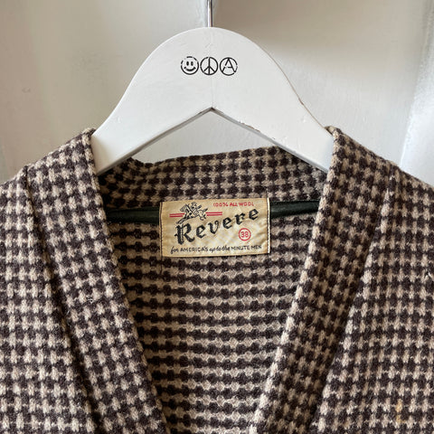 40’s Revere Houndstooth Wool Cardigan - Medium