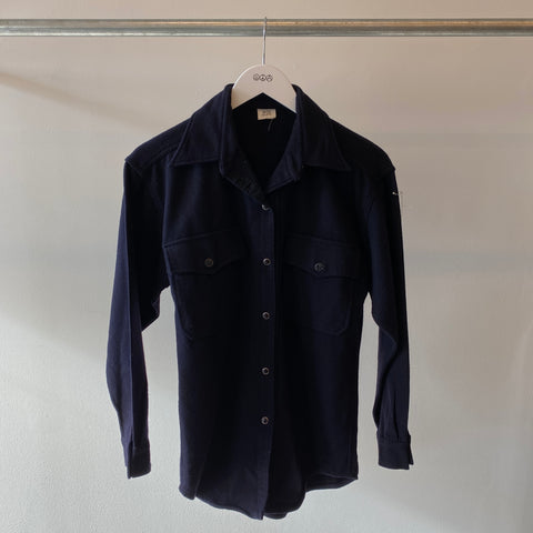 70’s Navy Button-Up - Medium
