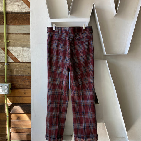 70's Red Patterned Slacks - 32” x 29”
