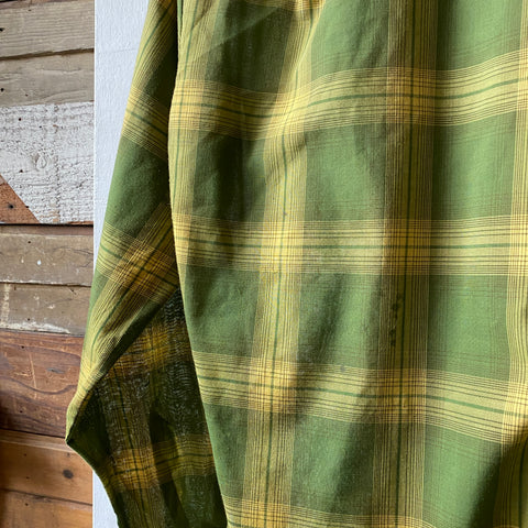 70's Plaid Loop Collar Shirt - Medium