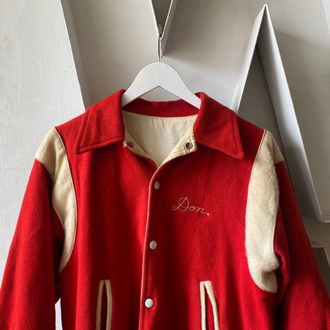 60's Reversible Satin Varsity Jacket - Large