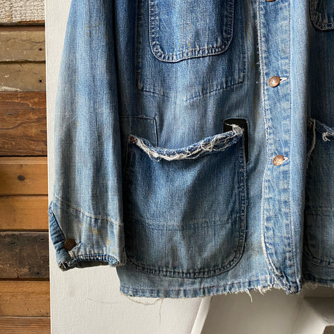 60's Penney's Pay-Day Denim Chore Coat - Large