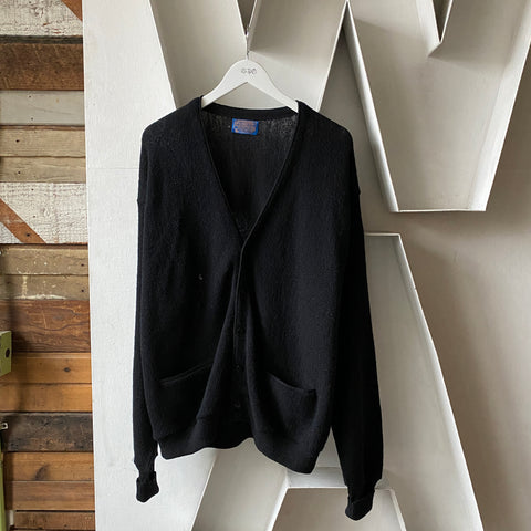 80's Pendleton Black Wool Cardigan - XXL