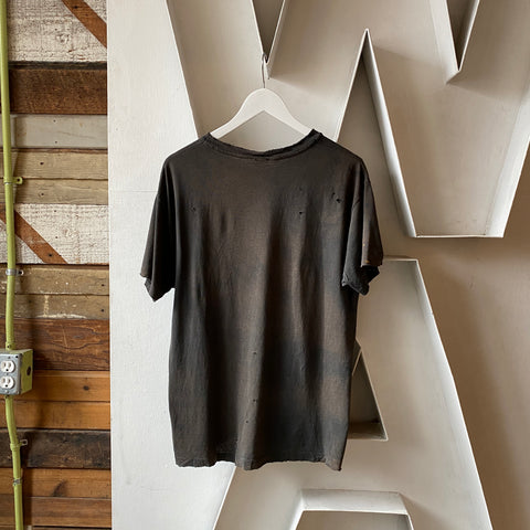 80's Thrashed Black Pocket Tee - Large