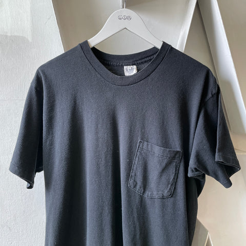 80’s Black Blank Pocket Tee - Large