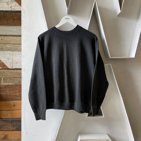 80’s Black Faded Crewneck - Large