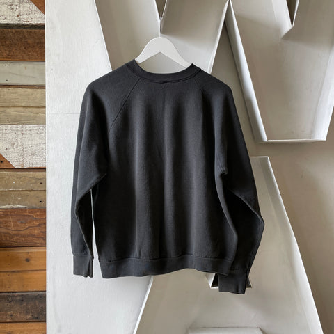 80’s Black Faded Crewneck - Large
