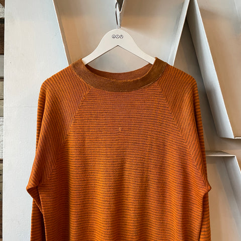60’s Striped Knit Crewneck Sweatshirt - Large