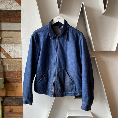 70's Blanket Lined Denim Jacket - XL