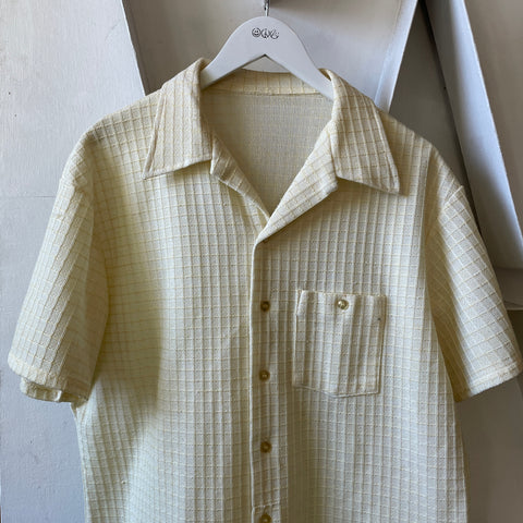 70’s Knit Short Sleeve Button Up - XL