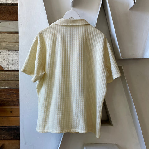 70’s Knit Short Sleeve Button Up - XL
