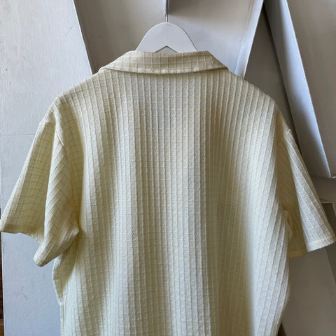 70’s Knit Short Sleeve Button Up - XL