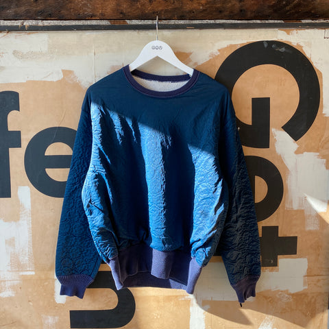 70's Blue Thermal Crewneck - XL