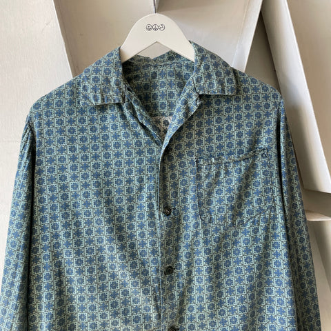 60’s Patterned Loop Collar Shirt - Small