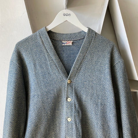 50’s Wool Herringbone Cardigan - Large
