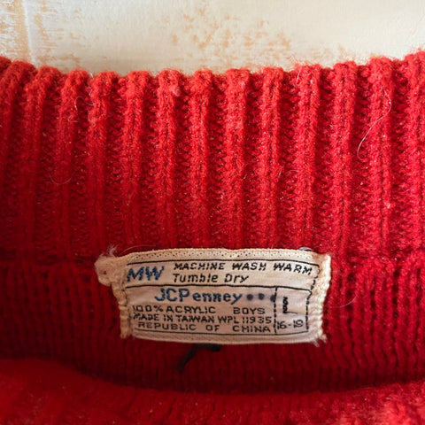 70's Red patterned sweater - Small