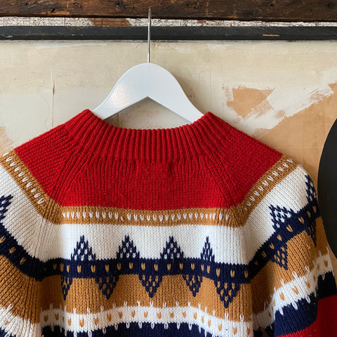 70's Red patterned sweater - Small