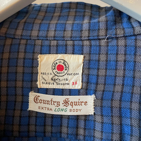 60's Blue Loop Collar Shirt - Medium Long