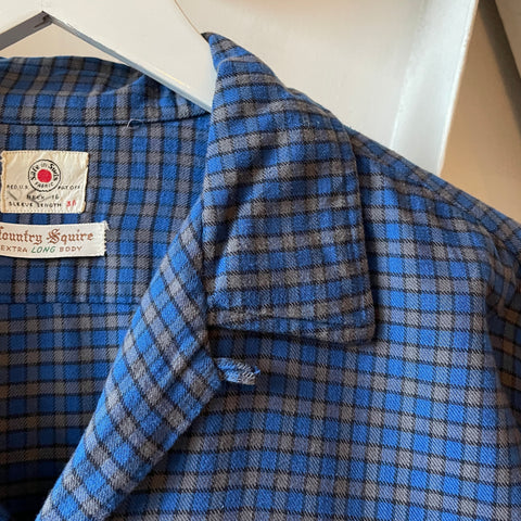 60's Blue Loop Collar Shirt - Medium Long