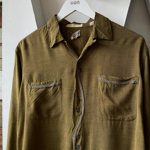 50's Rayon Loop Collar Shirt - Medium