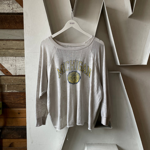 80's Thrashed Michigan Raglan - XL