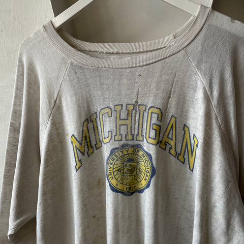 80's Thrashed Michigan Raglan - XL