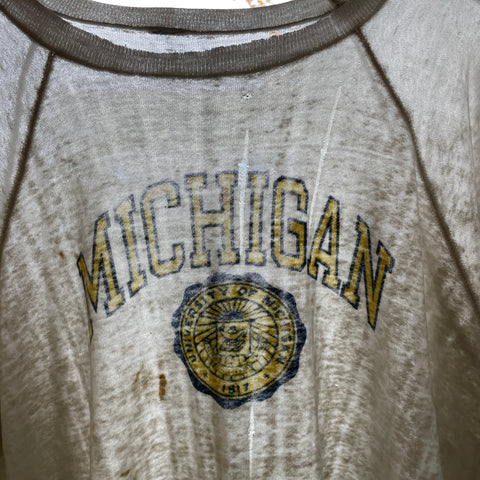 80's Thrashed Michigan Raglan - XL