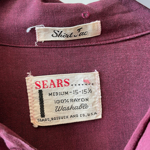 60’s Sears Cropped Rayon Shirt - Small