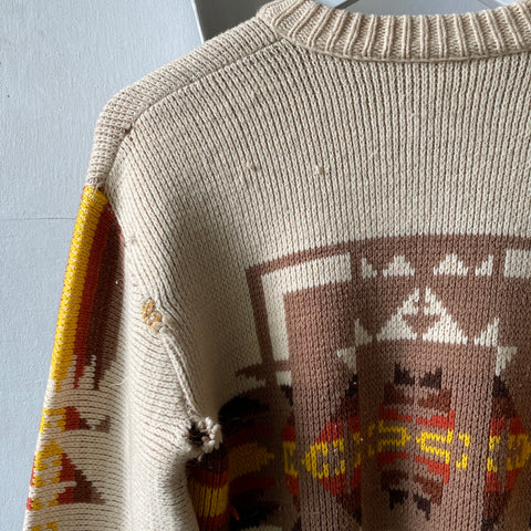 70's Patterned Wool Sweater - Medium