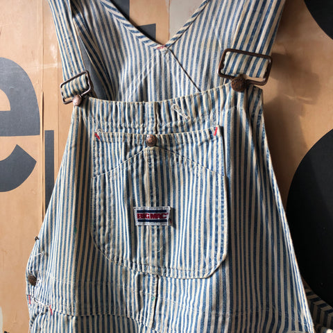 70's Big Mac Hickory Stripe Overalls - Fits 30"-34" x 25"