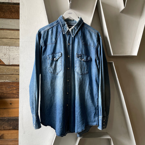 90’s Wrangler Thrashed Denim Western Shirt - XL