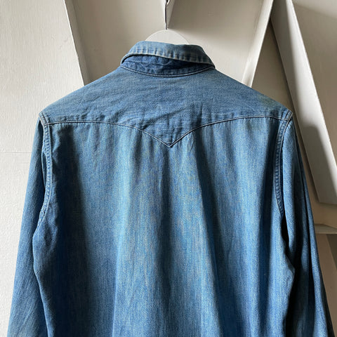 70’s Wrangler Pearl Snap Denim Western Shirt - Medium