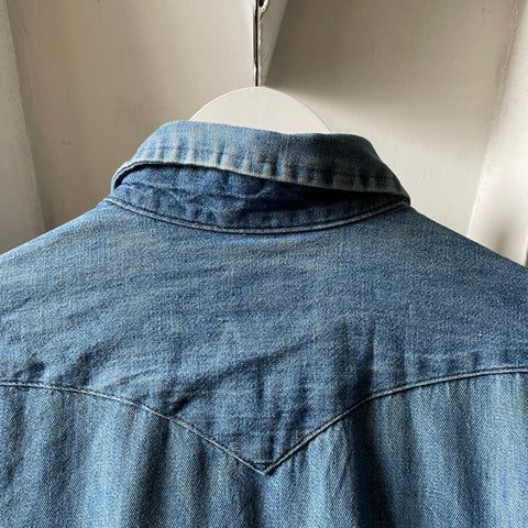 70’s Wrangler Pearl Snap Denim Western Shirt - Medium