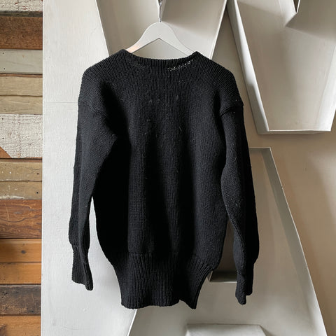 60’s Black Wool Sweater - Large