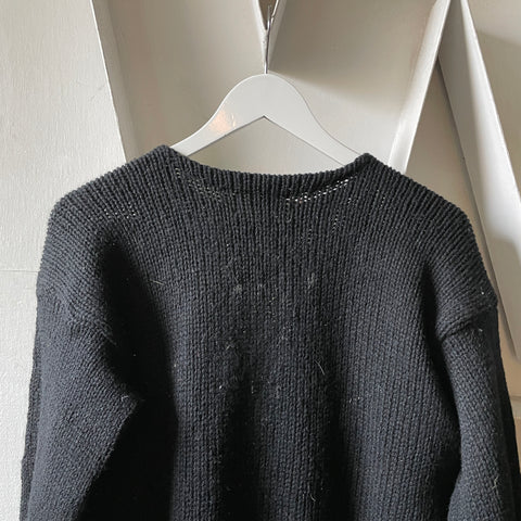 60’s Black Wool Sweater - Large