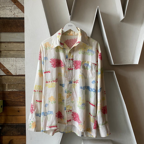 60's Sheer Floral Shirt - XL