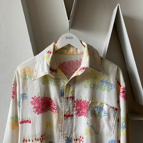 60's Sheer Floral Shirt - XL