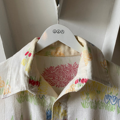 60's Sheer Floral Shirt - XL